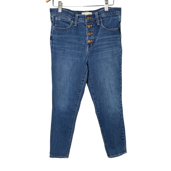 Madewell Women's Blue High-Rise Skinny‎ Jeans Size 28 Button Fly Stretch Denim - Picture 1 of 13